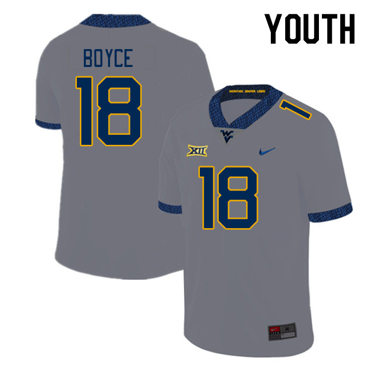 Youth #18 Israel Boyce West Virginia Mountaineers College Football Jerseys Stitched Sale-Grey